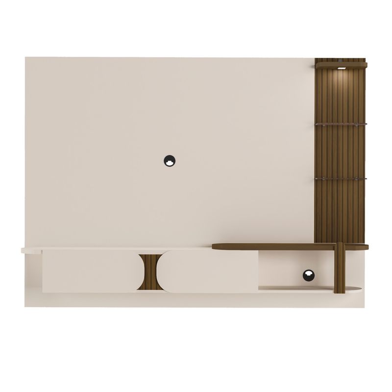 Painel Toronto Para TVs até 72 Pol. Cor Off White C/pinho Ripado