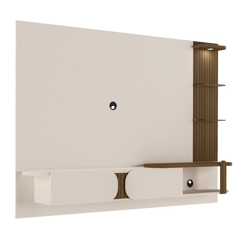 Painel Toronto Para TVs até 72 Pol. Cor Off White C/pinho Ripado