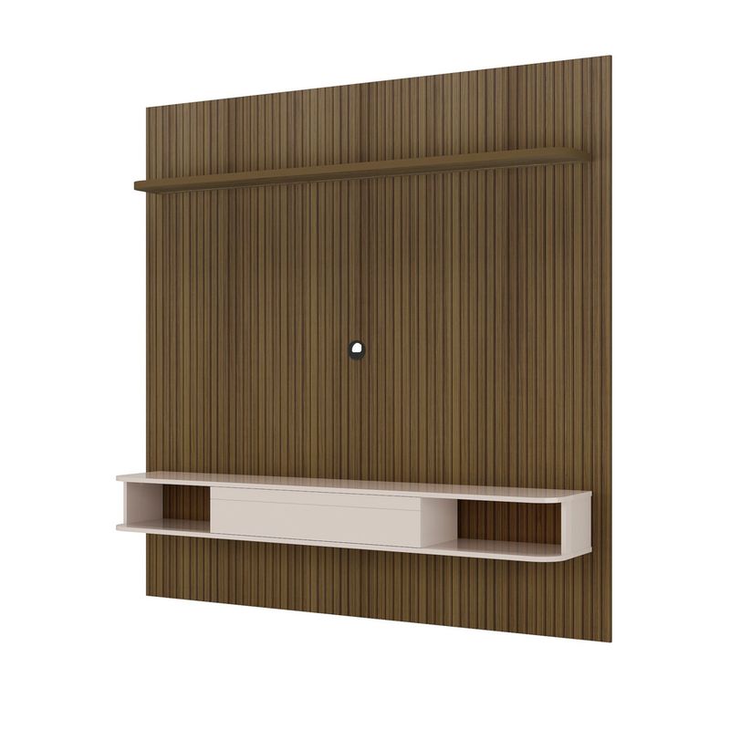 Painel Ripado Até 75 Polegadas Com Led 1 Porta 2 Nichos E Prateleira Belluno Artely Pinho/Off White