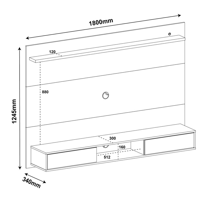 Painel para TV até 47 Polegadas 2 Portas com Espelho e LED Platinum Branco