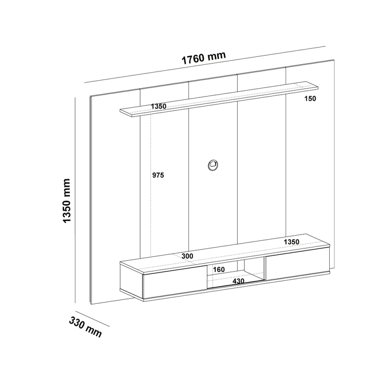 Painel para Tv até 75 Polegadas Nevada 2 Portas Pinho Ripado/preto - Artely Móveis