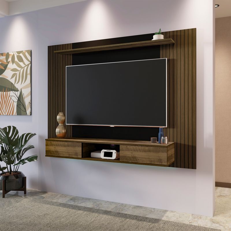 Painel para Tv até 75 Polegadas Nevada 2 Portas Pinho Ripado/preto - Artely Móveis