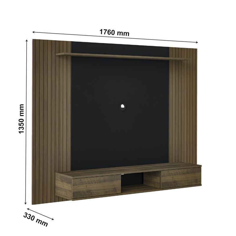 Painel para Tv até 75 Polegadas Nevada 2 Portas Pinho Ripado/preto - Artely Móveis