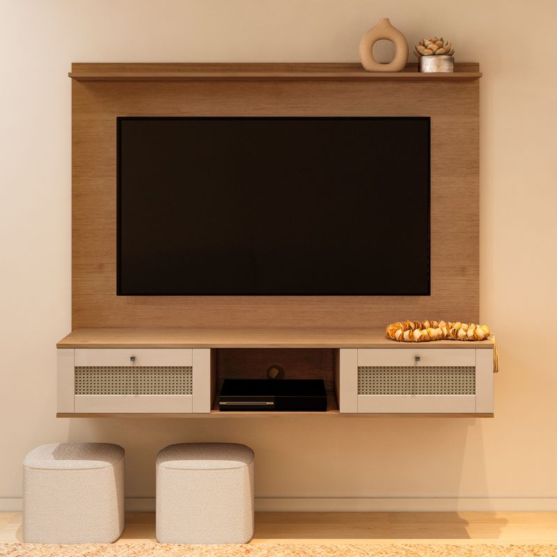 Painel para TV até 75 Polegadas Trama 2 PT Cinamomo e Off White