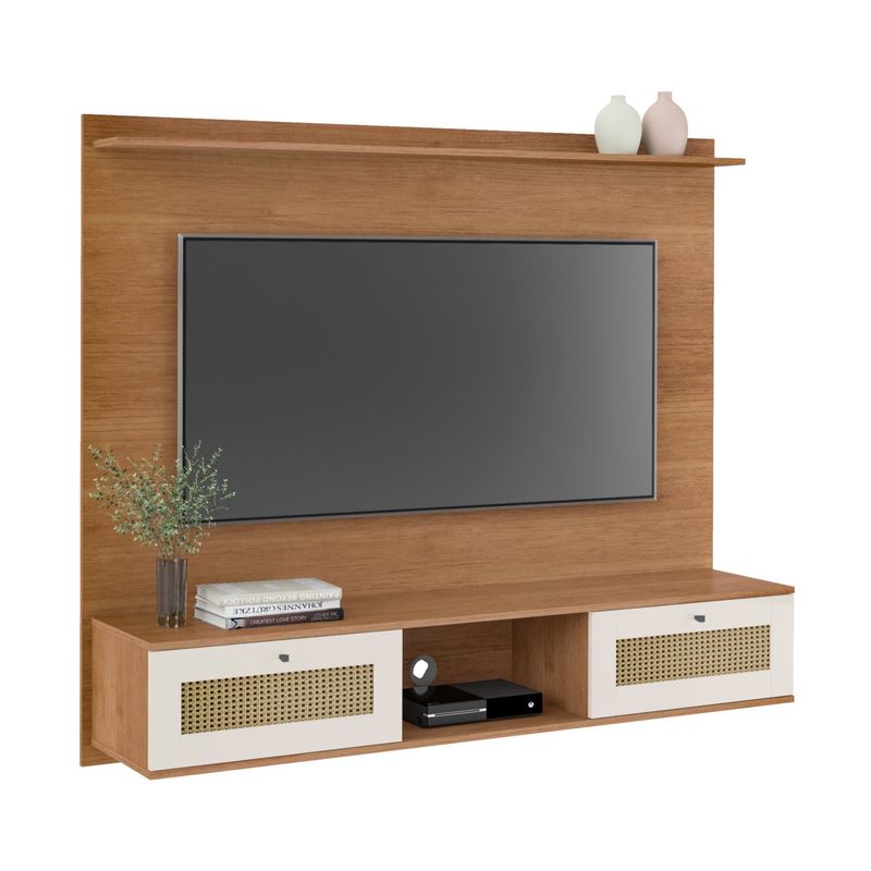 Painel para TV até 75 Polegadas Trama 2 PT Cinamomo e Off White
