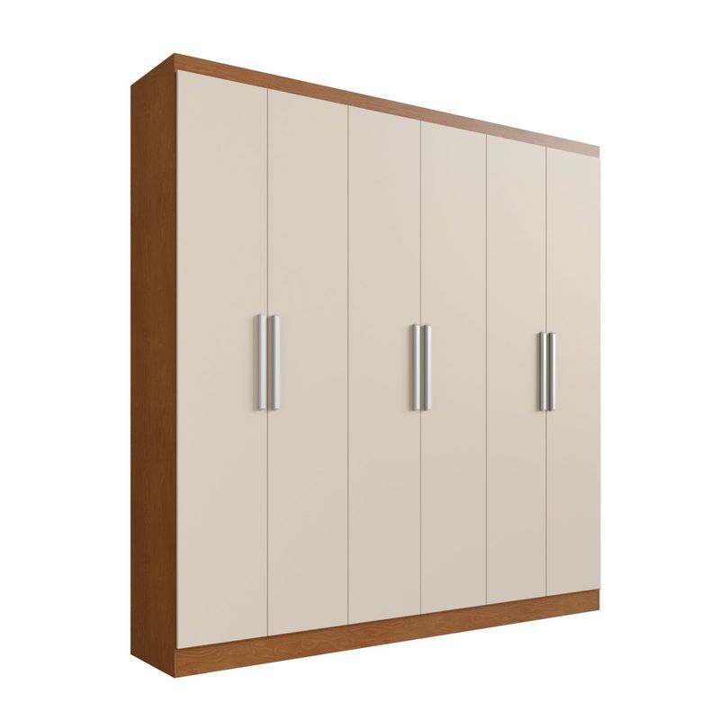 Guarda Roupas Casal Mendoza 6 Pt. 3 Gav. 230cm - Nogueira / Off