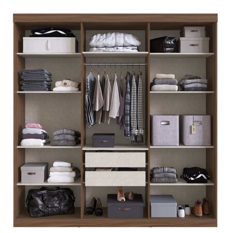 Guarda Roupas Casal Imola 6 Pt. 2 Gav. 1,80m - Nogueira / Off White