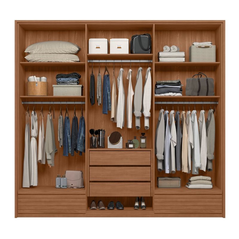 Guarda Roupa Casal 6 Portas 5 Gavetas Democrata - Jequitiba / Areia
