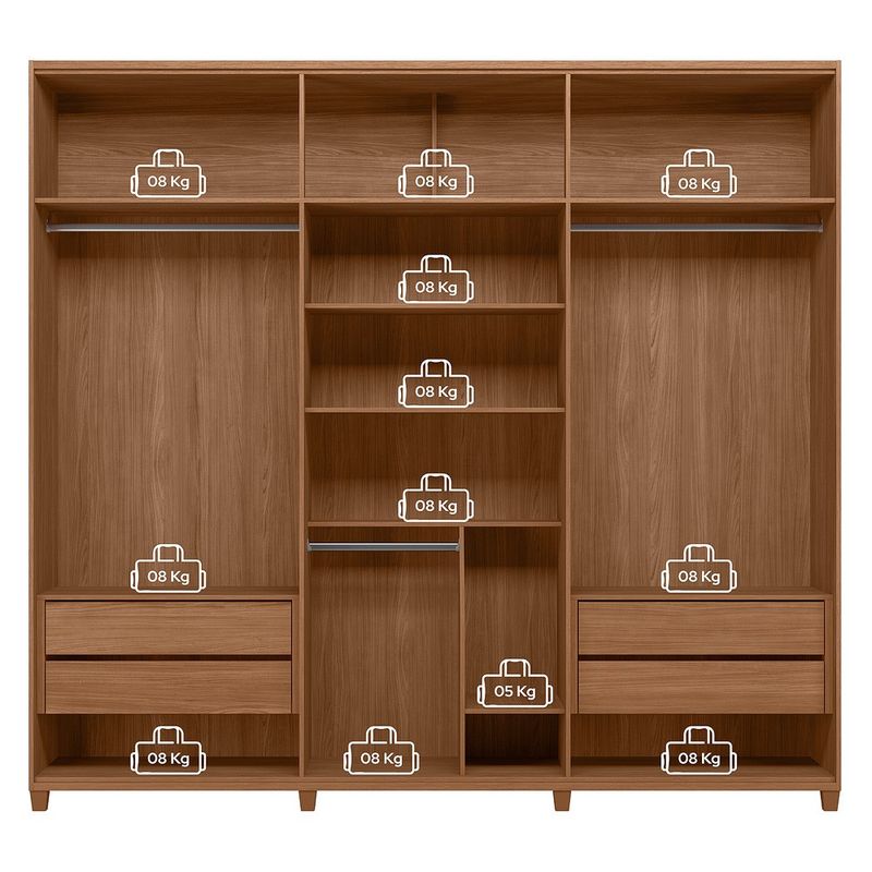 Guarda Roupa Casal com Pés 6 Portas 4 Gavetas Juriti - Jequitiba / Areia