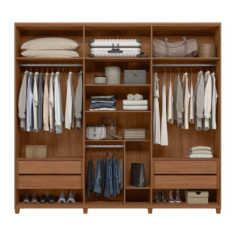 Guarda Roupa Casal com Pés 6 Portas 4 Gavetas Juriti - Jequitiba / Areia