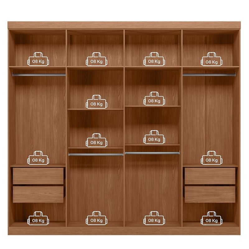 Guarda Roupa Casal 8 Portas 4 Gavetas Master New 8.4 - Jequitiba / Areia
