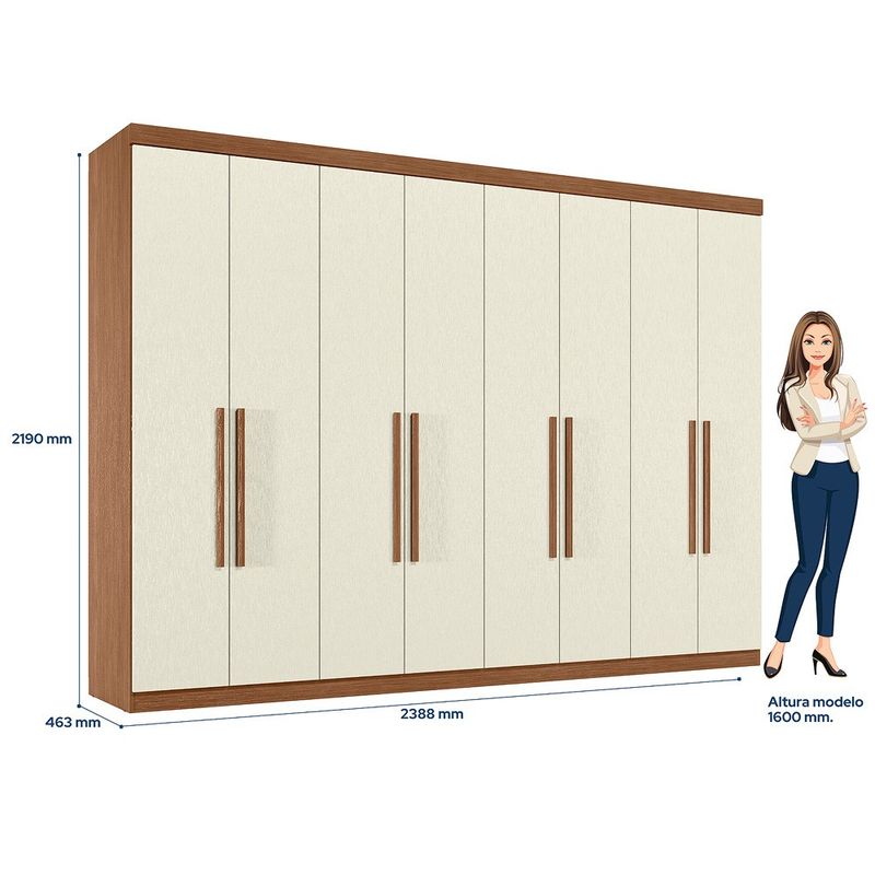Guarda Roupa Casal 8 Portas 4 Gavetas Master New 8.4 - Jequitiba / Areia