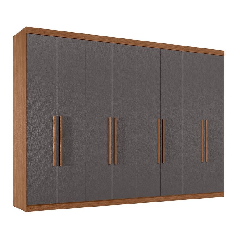 Guarda Roupa Casal 8 Portas 4 Gavetas Master New 8.4 - Jequitiba / Grafite