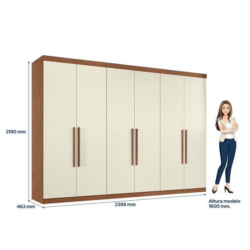 Guarda Roupa Casal 6 Portas 4 Gavetas Imaginare New - Jequitiba / Areia