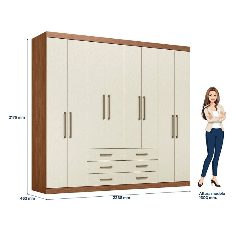 Guarda Roupa Casal Havana Master 8.6 8 Portas - Jequitiba / Areia
