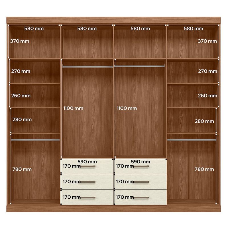 Guarda Roupa Casal Havana Master 8.6 8 Portas - Jequitiba / Areia