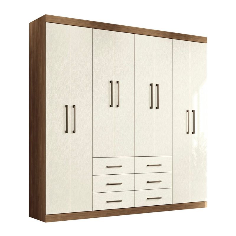 Guarda Roupa Casal 8 Portas 6 Gavetas Liverpool - Jequitiba / Areia