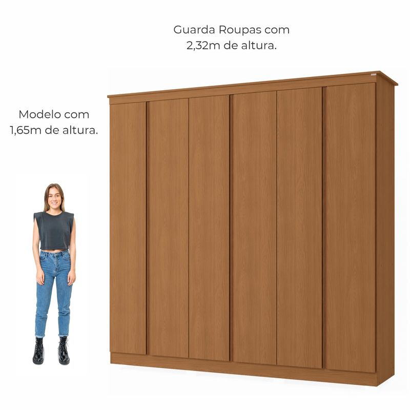 Guarda Roupas de Casal 6 portas e 3 gavetas Dubai - Canela