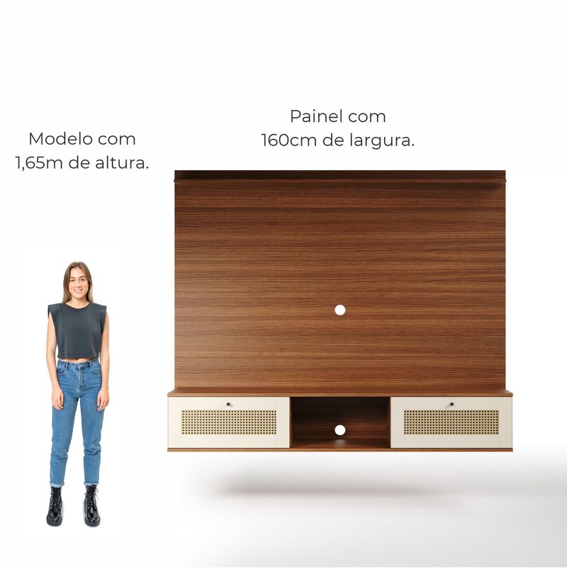 Painel para TV até 75 Polegadas San Antonio 2 portas - Cinamomo / Off White