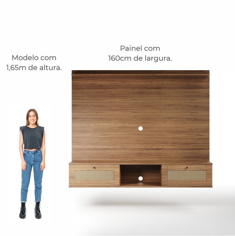 Painel para TV até 75 Polegadas San Antonio 2 portas - Carvalho / Trama Carvalho