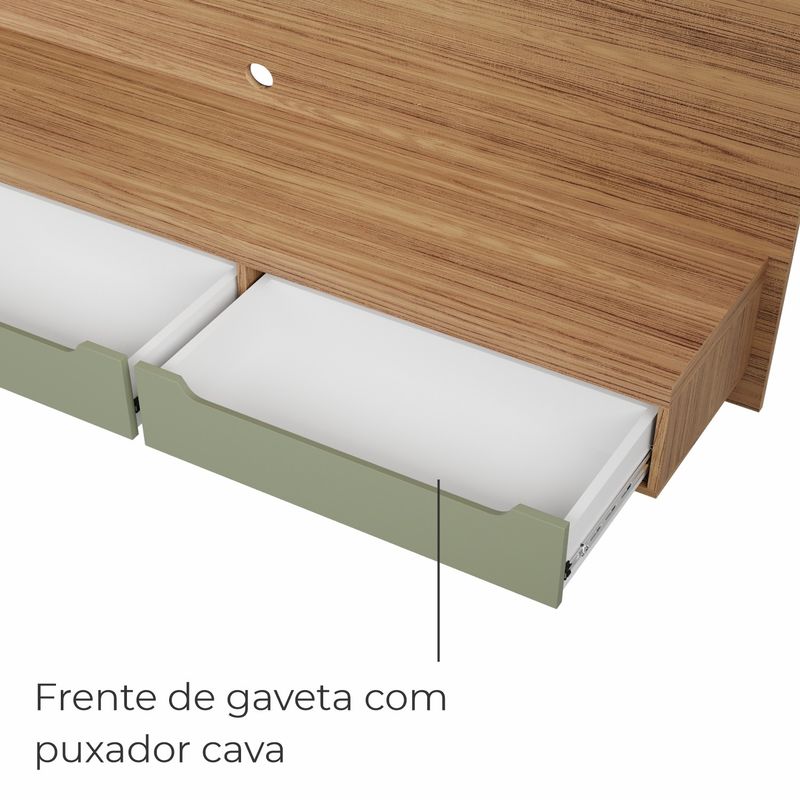 Painel Para Tv Até 75 Polegadas 3 Gavetas 1 Prateleira Com Ripado Copiapó - Carvalho/Menta