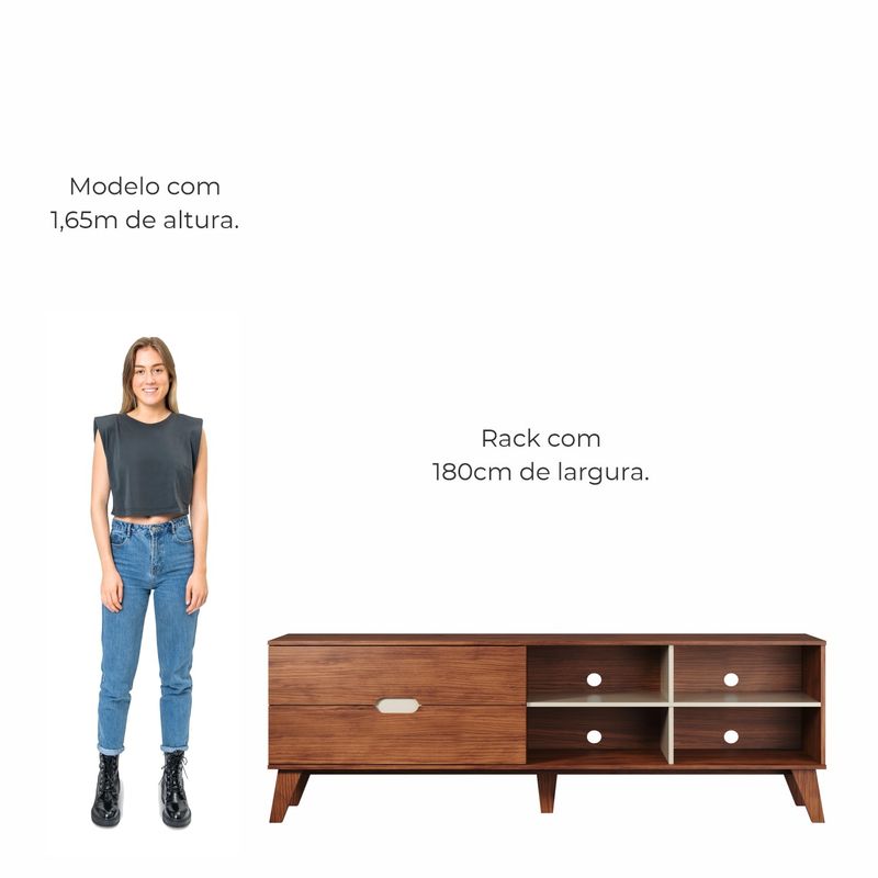 Rack Bancada Seul para Tv 75 com 2 Gavetas - Cedro / Off white