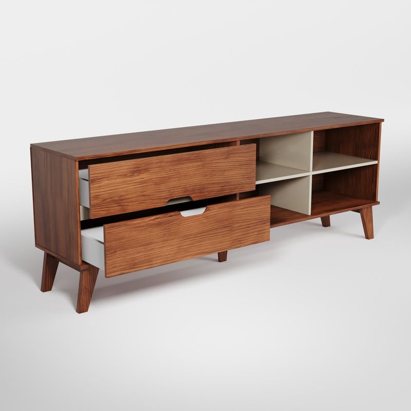 Rack Bancada Seul para Tv 75 com 2 Gavetas - Cedro / Off white