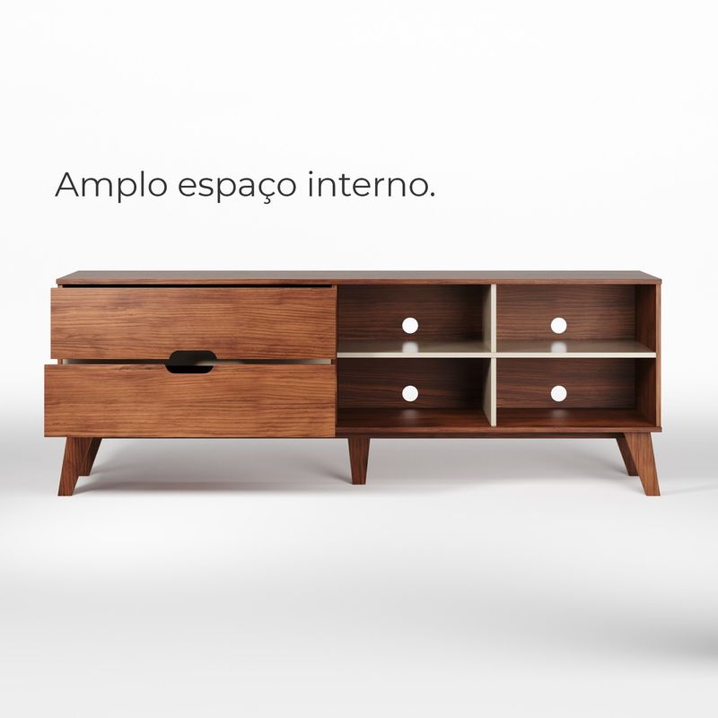 Rack Bancada Seul para Tv 75 com 2 Gavetas - Cedro / Off white