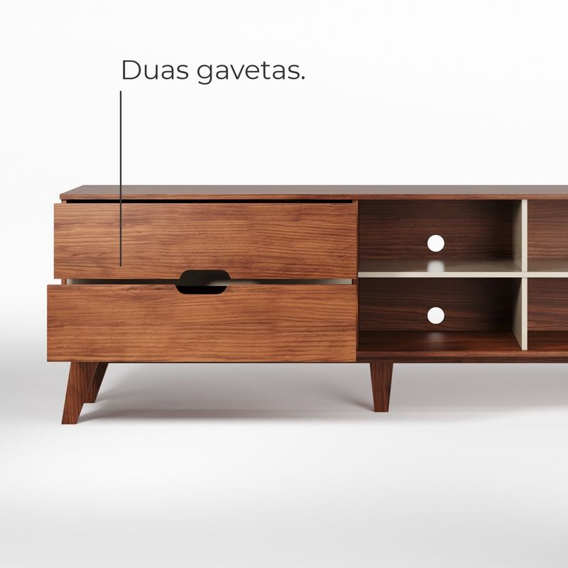 Rack Bancada Seul para Tv 75 com 2 Gavetas - Cedro / Off white