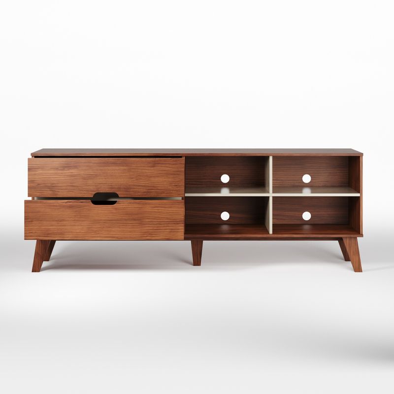 Rack Bancada Seul para Tv 75 com 2 Gavetas - Cedro / Off white