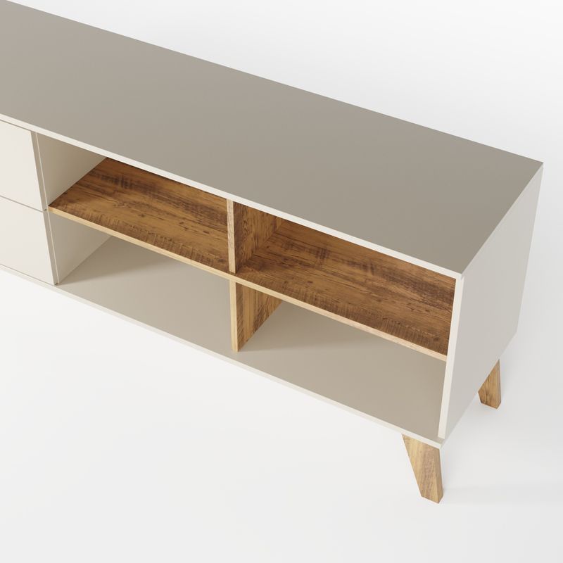 Rack Bancada Seul para Tv 75 com 2 Gavetas - Off White / Pinho