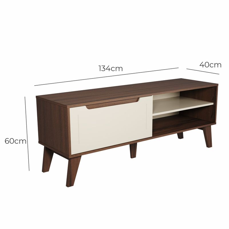Rack para TV até 60 Pol com 1 porta Arica - Amêndoa/Off White
