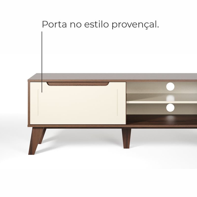 Rack para TV até 60 Pol com 1 porta Arica - Amêndoa/Off White