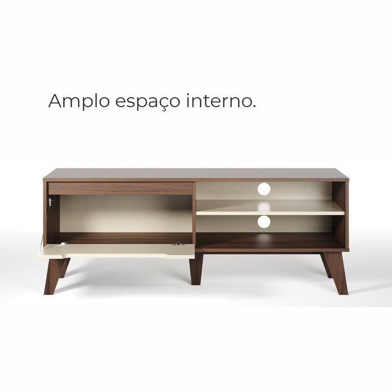 Rack para TV até 60 Pol com 1 porta Arica - Amêndoa/Off White