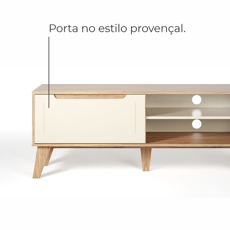 Rack para TV até 60 Pol com 1 porta Arica - Carvalho / Off White