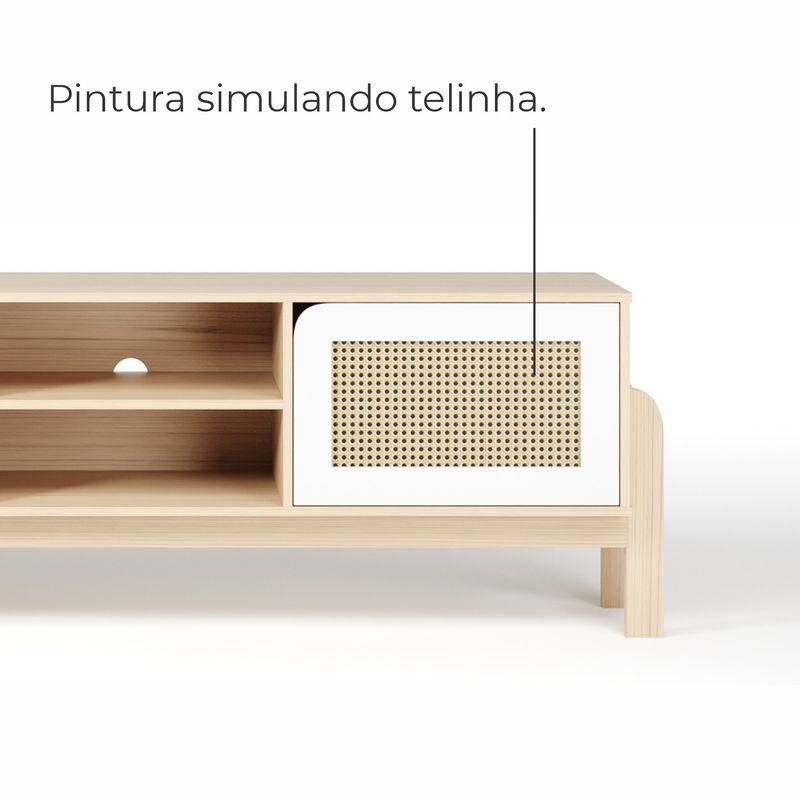 Rack Bancada Para Tv Até 60 Polegadas 1 Porta 2 Gavetas 2 Nichos Iquique - Naturale / Branco