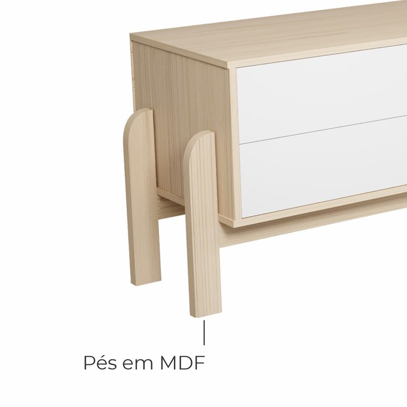 Rack Bancada Para Tv Até 60 Polegadas 1 Porta 2 Gavetas 2 Nichos Iquique - Naturale / Branco