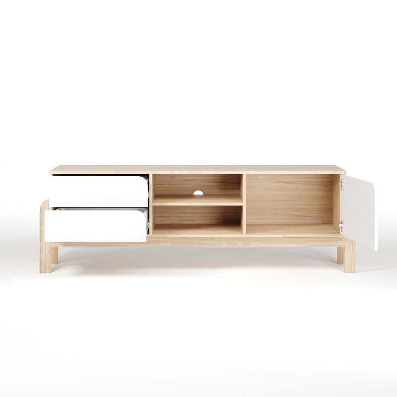 Rack Bancada Para Tv Até 60 Polegadas 1 Porta 2 Gavetas 2 Nichos Iquique - Naturale / Branco