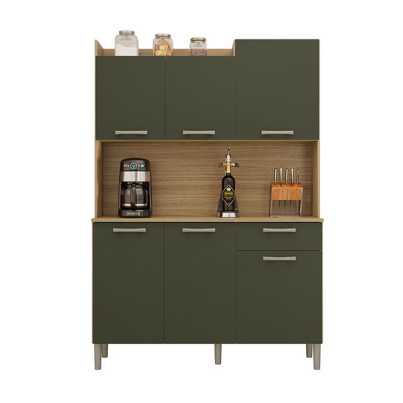 Kit Cozinha Vigo 8 Portas Com Nichos - Freijó / Preto