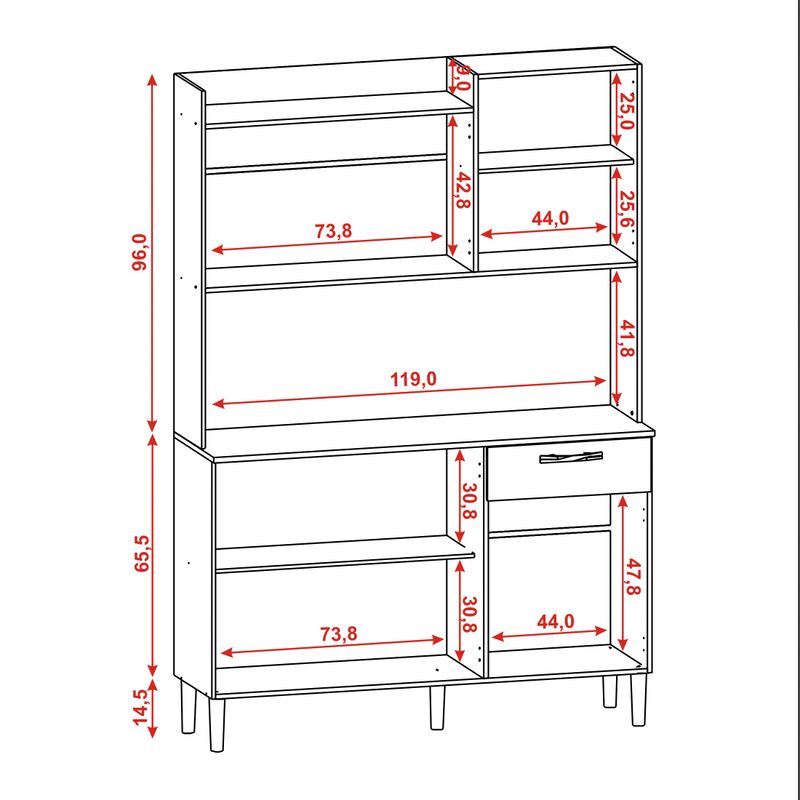 Kit Cozinha Vigo 8 Portas Com Nichos - Freijó / Branco