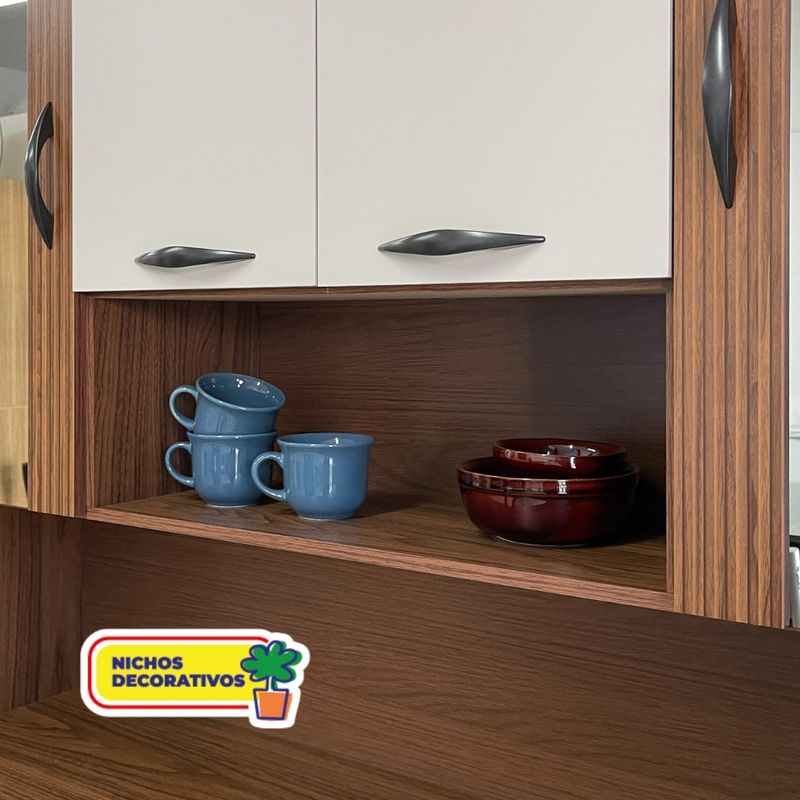 Kit Cozinha Golden 8 Portas Com Nichos -Freijó / Gris