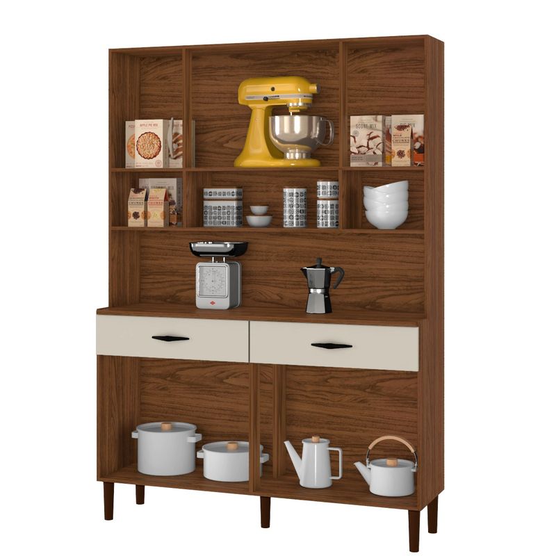 Kit Cozinha Alicante 8 Portas Com Nichos - Nogueira / Off White