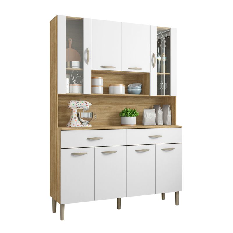 Kit Cozinha Golden 8 Portas Com Nichos - Freijó / Branco