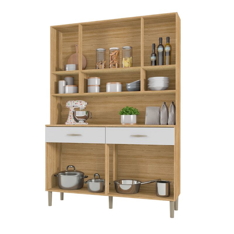 Kit Cozinha Golden 8 Portas Com Nichos - Freijó / Branco