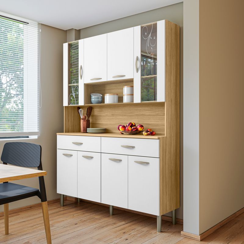 Kit Cozinha Golden 8 Portas Com Nichos - Freijó / Branco