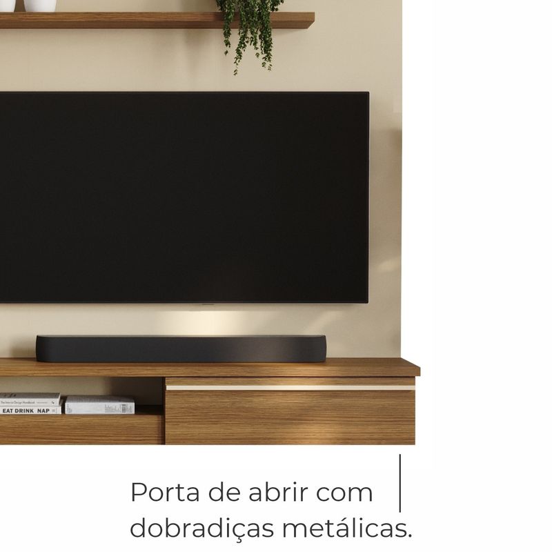 Painel De Tv 55 Petra Moderno 5 Prateleiras - Off White / Cinamomo