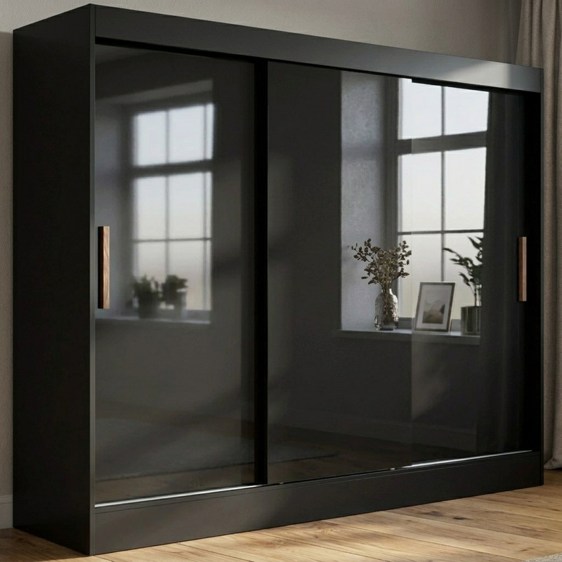 Guarda Roupas 3 Portas 2 Gavetas Grande Casal Preto