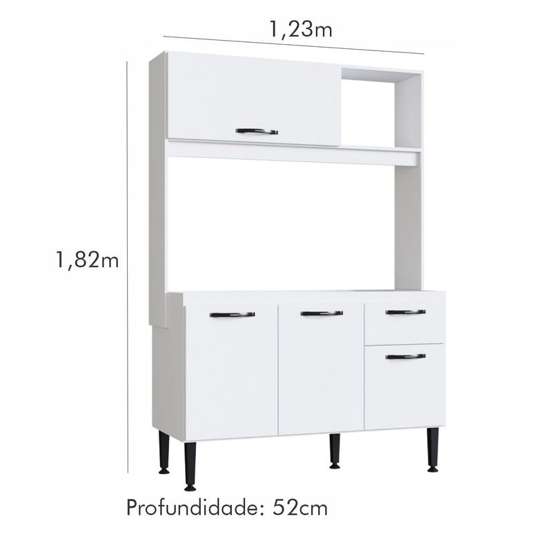 Cozinha Compacta Luna 4 Portas 1 Gaveta Branca