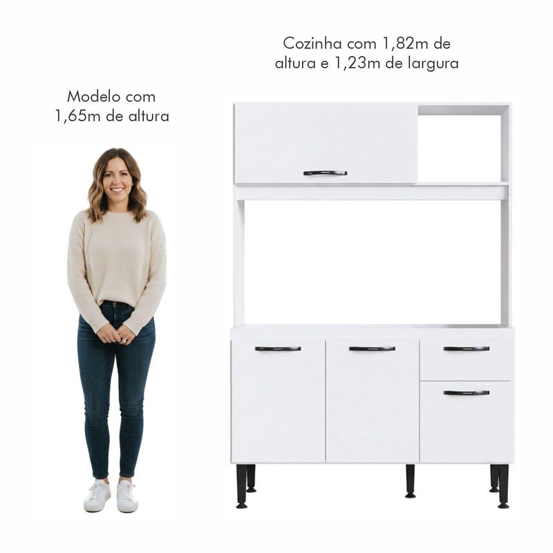 Cozinha Compacta Luna 4 Portas 1 Gaveta Branca