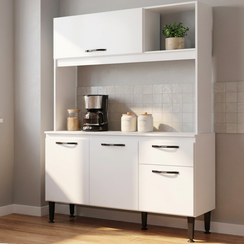 Cozinha Compacta Luna 4 Portas 1 Gaveta Branca